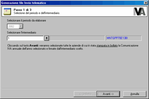 Invio telematico - Passo 1